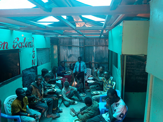 Community gathering for a feeding program